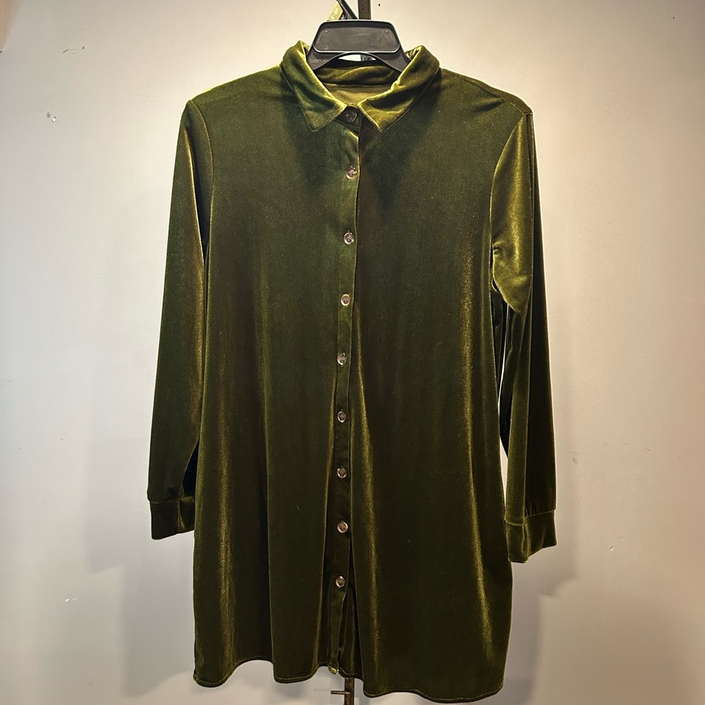 Olive Green Velvet Mini Dress